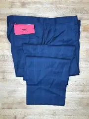 $198 Hugo Boss Simmons 202 Dark Blue Plaid Wool Regular Fit Mens Pants 36x33 AP5