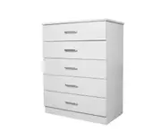 Design Square Modern 5-Drawer Chest TallBoy Storage Cabinet - White