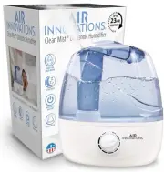 Air Innovations Ultrasonic Bedroom Humidifier Large 2.5L Tank Runs for White