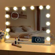 Hollywood Mirror Usb Makeup With Lights Lighted 10 Bulbs 3 Lighting Modes Tabletop Wall Mounted Cosmetic Mirror