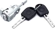 Front Left Driver Side Door Lock Cylinder with 2 Keys 604837167 1U0837167E Fit for Golf 1997-2006 Jetta 1997-2005 (Color : Silver)