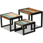 vidaXL Three Piece Nesting Tables Solid Reclaimed Wood 2BB