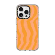 iPhone 16 Pro Clear Case MagSafe Compatible Orange Striped Distorted by Oh So Graceful