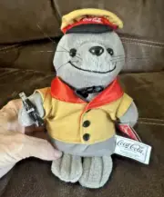 COCA-COLA SEAL WITH JACKET & HAT HOLDING COKE, BEAN BAG PLUSH ANIMAL W/TAGS