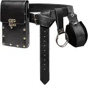 Steampunk Waist Bag - Retro Motorcycle Pouch, Gothic PU Leather, Renaissance Belt Bag | Adjustable Thigh Leg with Chain, Durables Vintage Hip Purse for Festivals, Cosplay, Travel