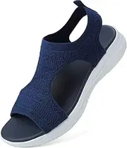 [VTASQ] Summer Washable Slingback Orthopedic Slide Sport Sandals Thick Bottom Fish Mouth Sandals Comfy Sports Knit Sandals Mesh Platform Soft Sole Casual Women's Beach Sandals