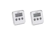 2x Polder LCD Display 100 Minute Magnet Stand-Arm Digital Kitchen Timer 8cm WHT