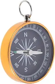 Portable Compass Ornamental Keychain Hiking Travel Portable Pocket Compass Camping Compass Mini Size Outdoor Compass Pocket Compass Pendant Aluminum Alloy Golden