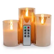 WYZworks LED Metallic Mirror Tinted Gold Glass with Shimmering Dimmable Flameles