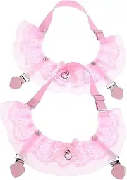 [Baluue] Elegant Wedding Bridal Leg Rings Pcs Lace Thigh Garters Elastic Leg Garters for Lace for Sock Clamps Pink