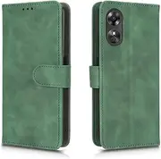 [DESSEN] Case for Oppo A17, Wallet Style Soft Case, Premium Retro PU Leather Foldable Mobile Phone Case, with Stand Function and Card Slot, Protective Case, Green