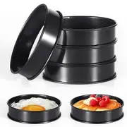 6Pcs Crumpet Rings, 4 Inch Double Rolled Stainless Steel Round Cake Tart Cookie Egg Burger Rings Mold for Baking Cooking Black