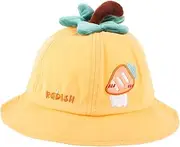 [Ipetboom] Bucket Hat for Boys and Cute Cartoon Sun Protection Cap with Wide Brim High Visibility Beach Hat with Chin Strap for Newborns for Summer Adventures Light Yellow