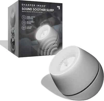 SHARPER IMAGE Sound Soother White Noise Machine, Night Light with 3 Glow Modes