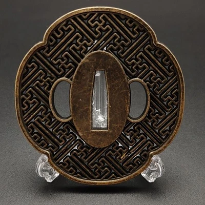 Japanese Sword Tsuba Arabesque Alloy Art, Samurai Weapon Accessories