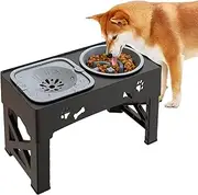 Cat Feeder Dispenser, Food Water Bowl, 16.93x9.57x3.23 inches Feeding Station with Spill-Resistant Base, Refill System, Pet Waterer for Kittens, Puppies and Home