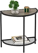 SAYGOER Half Moon Side Table 19.7'' Bed Night Stand 18.7"*10.4" Small End Tables for Living Bed Room 2 Tier Wood Couch Tables with Storage Shelf Adjustable Feet, Rustic Gray