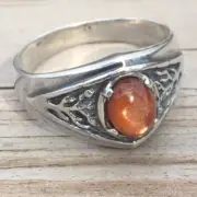 Celtic Tree of Life Ring .925 Sterling Silver Sz 9.5 Genuine Sunstone gemstone