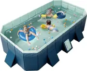 Outdoor Swimming Pool Hard Plastic Shell Kid Pool for Backyard113"L x 66"W x 20H