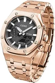 [RAYESS] 5rd For G-Shock GA2100 GA2110 Mod Kits, Metal Watch Band Strap Bezel, Watch Modding Replacement Accessories Set Rose Gold Case