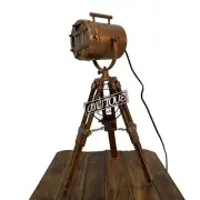 Desktop Study Lamp Bedside Night Lite Wood Tripod Stand Mini Lighting Copper LED