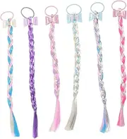 NOLITOY 6pcs Colorful Butterfly Knot Braid Hair Extensions for Fun and Stylish Ponytail Hair Accessories for