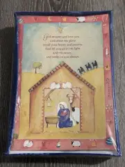 VTG K-Mart Christmas Cards 18ct Envelopes Trim Home Christian Psalm 128:2 Manger