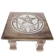 Altar Table Celestial Pentacle Pentagram Flower Wiccan Wooden Wood 30x20cm
