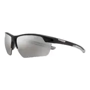 Suncloud Contender Unisex Polarised Sunglasses Black Silver Sport Shield Lens