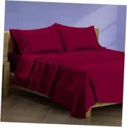 100% Egyptian Cotton Sheets Size - 1500 Thread Count 4 PC Sheet Queen Burgundy