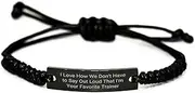 [Generic] Trainer's Favorite Gift: Inspirational Rope Trainer Black Stainless Steel Adjustable Rope Bracelet for Father's Day Unique Gifts from Loved Ones to Favorite Trainers, Small, Nylon, no gemstone