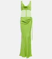 [Christopher Esber] Christopher Esber Sheer-detail silk satin gown AU 14 green