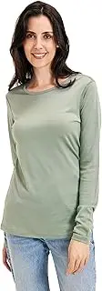 [ZSOSBA] Women's 100% Merino Wool Base Layer Shirt Long Sleeve Thermal Underwear Crewneck Casual Tee Tops for Hiking Travel Skiing, Mint Green, Small