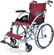Lightweight Aluminium Alloy Wheelchair with Handbrakes and Ergonomic Seat Manual Travel Wheelchair for Senior, Load Capacity 100kg/220lb