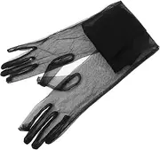 [JEWEDECO] Bridal Tulle Gloves Womans Gloves Mittens Black Dress Gloves for Women Black Gloves Women Touch Screen Gloves Lady Dressy Tulle Wedding Dress Gloves Sheer Gloves Black Mesh