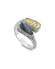 Samuel B. 18K & Silver Abalone Hammered Bypass Ring