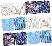 MAGICLULU 12Pcs Adorable Present Bags for Hanukkah Celebrations Reusable Tote Bags with Convenient Handles Bright Festive Designs for Holiday Party Favors and present Wrapping