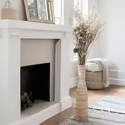 [ALMA] 16" Tall Floor Vase for Pampas Grass,White Brown Ceramic Vase Centerpiece for Dresser,Skinny Tall Pampas Grass Vases for Floor,Entryway Table,Fireplace Decor