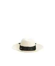 Borsalino Wide-Brim Hat with Lace Band S,L,M White