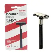 Feather 800-1B Shaving Kit Set Straight Razor + 2 Stainless Double Edge Blades