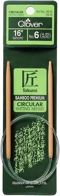 Clover Takumi Bamboo Circular Knitting Needles 16"-Size 6/4mm