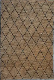 Anant Black And Natural Rectangular Decorative Diamond Pattern Natural Fibre Jute Rug