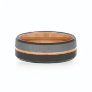 Tensity Tungsten Black&Silver Tone with Rose Line Mens Ring