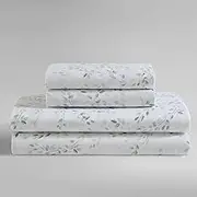 Calvin Klein - Sheet Set, Crisp & Breathable Percale Cotton Bedding with Matching Pillowcases, 300-Thread Count, Deep Pocket, Floral Inspired Home Essentials (Airy Botanical Green, King)