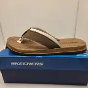 Skechers Tantric Fritz Mens Brown Fringe Thong Sandals Size 14