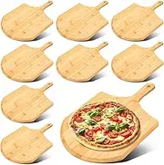 Gerrii 9 Pcs Wooden Pizza Peel 15.75 Inches Bamboo Pizza Peel Cutting Board pie Platters Paddle Spatula with Handle for Baking Oven Vegetables Fruits Cheese Board Homemade Kitchen Accessory