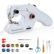 Electronic Sewing Machine, Portable Double Thread Sewing Machine for Adult Beginners, Cordless with Accessories for Clothing, Curtains, Crafts Home Re