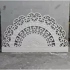 Handmade White Half Moon Flower Carving Bed Head Bed Decor Boho Bed Headboard