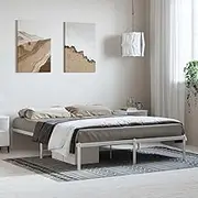 Metal Bed Frame White 153x203 cm Queen Size Modern Bedroom Furniture Sleep