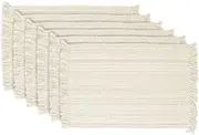 DII 100% Cotton, Tonal Fringe, Variegated, Machine Washable, Everyday Kitchen Basic Placemat, Set of 6, Nautral